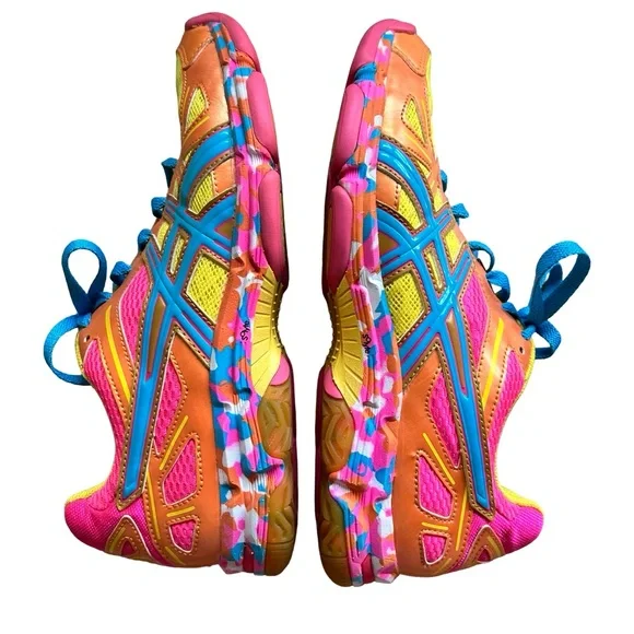 Asics Gel Flashpoint Running Cross Training Volleyball Orange Flame Pink Sneaker - Picture 3 of 11